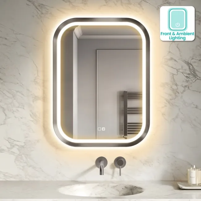 Isabel Brushed Gunmetal LED Mirror with Front & Back Illumination 800x600mm