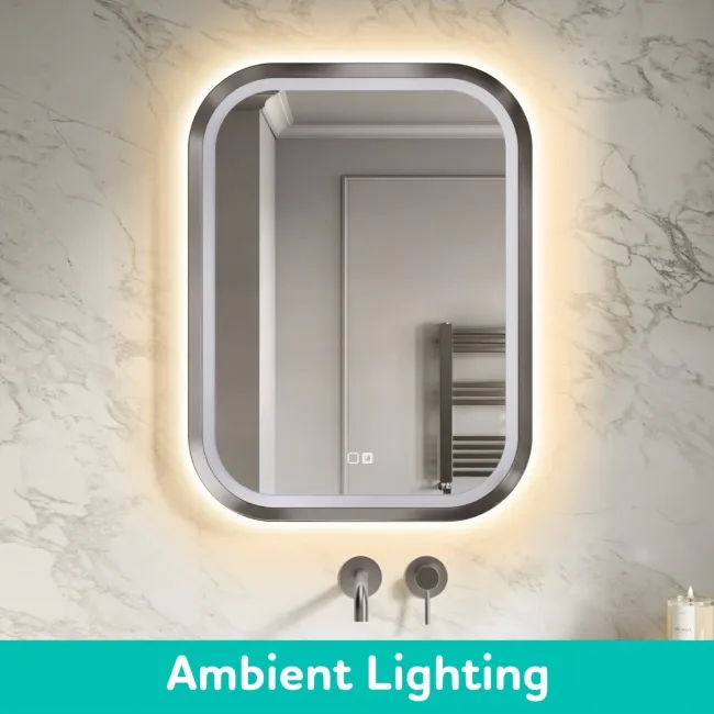 Isabel Brushed Gunmetal LED Mirror with Front & Back Illumination 800x600mm