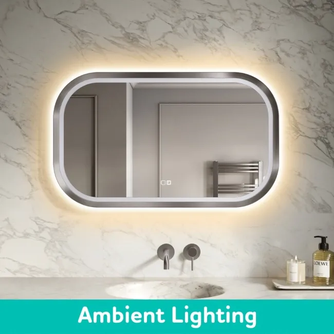 Isabel Brushed Gunmetal LED Mirror with Front & Back Illumination 600x1000mm