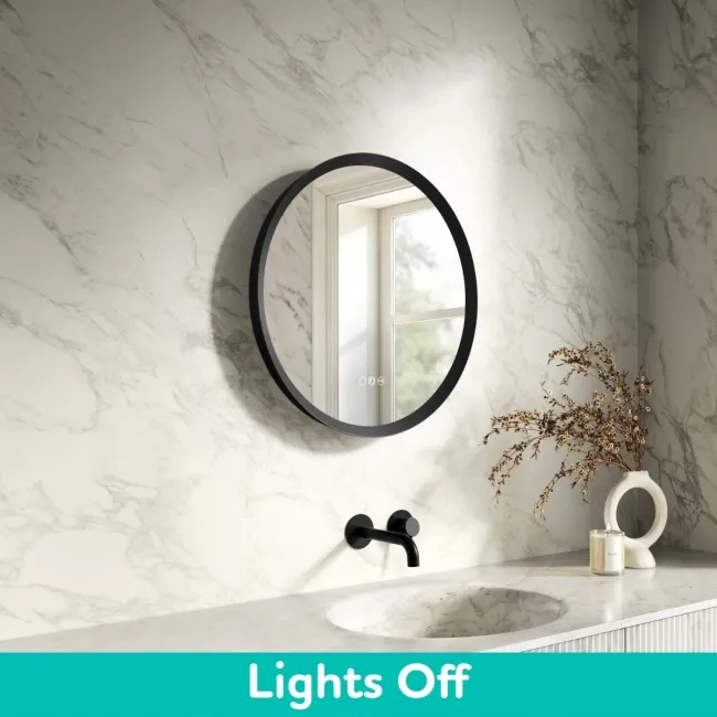 Isabel Matt Black Round RGB LED Mirror with Ghost Technology 600mm