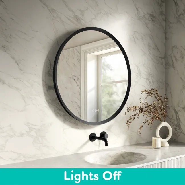 Isabel Matt Black Round RGB LED Mirror with Ghost Technology 800mm