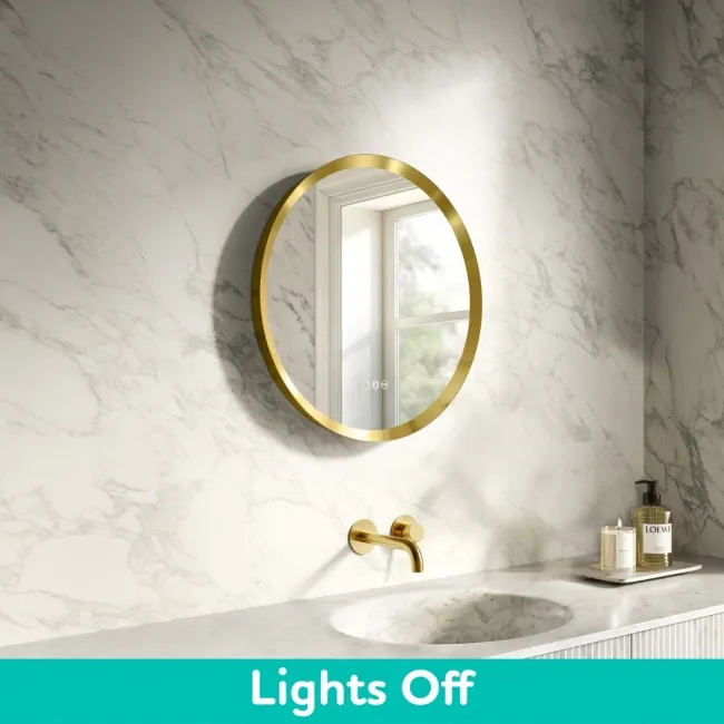 Isabel Brushed Brass Round RGB LED Mirror with Ghost Technology 600mm