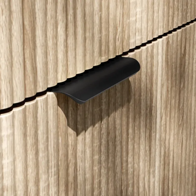 Cadiz Fluted Apex Oak Wall Hung Basin Drawer Vanity 600mm - Black Accents