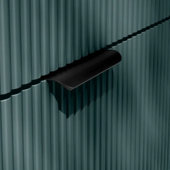 Cadiz Fluted Mystic Green Wall Hung Drawer Vanity with Marble Top 800mm (Excludes Basin) - Black Accents