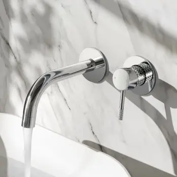 Suir Chrome Wall Mounted Basin Mixer Tap with Knurled Detailing