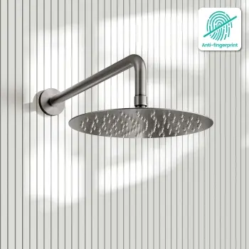 Suir Brushed Gunmetal Shower Head 250mm with Wall Mounted Arm