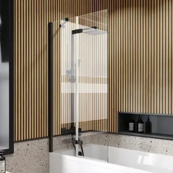 Lucan Easy Clean 6mm Matt Black Folding Bath Screen - 800mm