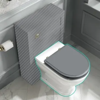 Kansas Traditional Rimless Back To Wall Toilet With Dove Grey Wooden Seat - Brushed Brass Hinges