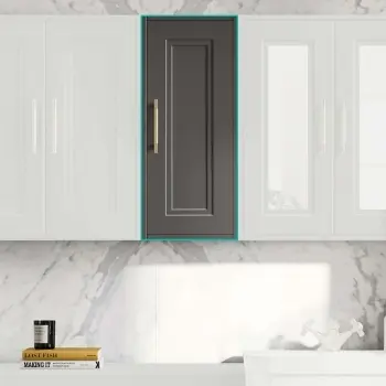 Graphite Grey Wall Hung Cabinet 700x300mm - Brass Knurled Handles
