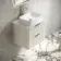Cadiz Fluted Linen White Wall Hung Drawer Vanity with Marble Top 600mm (Excludes Basin) - Chrome Handles