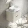 Cadiz Fluted Linen White Wall Hung Drawer Vanity with Marble Top & Marin Basin 600mm - Chrome Handles