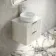Cadiz Fluted Linen White Wall Hung Drawer Vanity with Marble Top & Nevis Basin 600mm - Chrome Handles