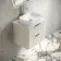 Cadiz Fluted Linen White Wall Hung Drawer Vanity with Marble Top & Reno Basin 600mm - Chrome Handles