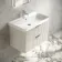 Cadiz Fluted Linen White Wall Hung Basin Drawer Vanity 800mm - Chrome Handles