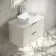 Cadiz Fluted Linen White Wall Hung Drawer Vanity with Marble Top 800mm (Excludes Basin) - Chrome Handles