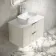 Cadiz Fluted Linen White Wall Hung Drawer Vanity with Marble Top & Marin Basin 800mm - Chrome Handles