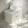 Cadiz Fluted Linen White Wall Hung Drawer Vanity with Marble Top & Nevis Basin 800mm - Chrome Handles