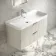 Cadiz Fluted Linen White Wall Hung Basin Drawer Vanity 1000mm - Chrome Handles