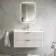 Cadiz Fluted Linen White Wall Hung Basin Drawer Vanity 1000mm - Chrome Handles