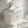 Cadiz Fluted Linen White Wall Hung Drawer Vanity with Marble Top 1000mm (Excludes Basin) - Chrome Handles