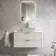 Cadiz Fluted Linen White Wall Hung Drawer Vanity with Marble Top 1000mm (Excludes Basin) - Chrome Handles