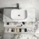 Cadiz Fluted Linen White Wall Hung Drawer Vanity with Marble Top & Marin Basin 1000mm - Chrome Handles