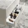 Cadiz Fluted Linen White Wall Hung Drawer Vanity with Marble Top & Marin Basin 1000mm - Chrome Handles