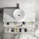 Cadiz Fluted Linen White Wall Hung Drawer Vanity with Marble Top & Nevis Basin 1000mm - Chrome Handles