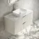 Cadiz Fluted Linen White Wall Hung Drawer Vanity with Marble Top & Reno Basin 1000mm - Chrome Handles