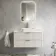 Cadiz Fluted Linen White Wall Hung Drawer Vanity with Marble Top & Reno Basin 1000mm - Chrome Handles