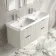 Cadiz Fluted Linen White Wall Hung Double Basin Drawer Vanity 1200mm - Chrome Handles