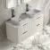 Cadiz Fluted Linen White Double Wall Hung Drawer Vanity with Marble Top 1200mm (Excludes Basin) - Chrome Handles
