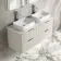 Cadiz Fluted Linen White Double Wall Hung Drawer Vanity with Marble Top & Marin Basin 1200mm - Chrome Handles