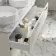 Cadiz Fluted Linen White Double Wall Hung Drawer Vanity with Marble Top & Nevis Basin 1200mm - Chrome Handles