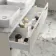 Cadiz Fluted Linen White Double Wall Hung Drawer Vanity with Marble Top & Reno Basin 1200mm - Chrome Handles