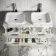Cadiz Fluted Linen White Double Wall Hung Drawer Vanity with Marble Top & Reno Basin 1200mm - Chrome Handles