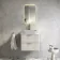 Cadiz Fluted Linen White Wall Hung Drawer Vanity with Marble Top 600mm (Excludes Basin) - Brushed Brass Accents