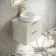 Cadiz Fluted Linen White Wall Hung Drawer Vanity with Marble Top & Nevis Basin 600mm - Brushed Brass Accents