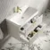 Cadiz Fluted Linen White Wall Hung Basin Drawer Vanity 800mm - Brushed Brass Accents