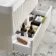 Cadiz Fluted Linen White Wall Hung Basin Drawer Vanity 800mm - Brushed Brass Accents