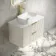 Cadiz Fluted Linen White Wall Hung Drawer Vanity with Marble Top & Marin Basin 800mm - Brushed Brass Accents