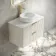 Cadiz Fluted Linen White Wall Hung Drawer Vanity with Marble Top & Nevis Basin 800mm - Brushed Brass Accents