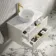 Cadiz Fluted Linen White Wall Hung Drawer Vanity with Marble Top & Nevis Basin 800mm - Brushed Brass Accents