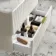Cadiz Fluted Linen White Wall Hung Drawer Vanity with Marble Top & Nevis Basin 800mm - Brushed Brass Accents