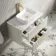 Cadiz Fluted Linen White Wall Hung Drawer Vanity with Marble Top & Reno Basin 800mm - Brushed Brass Accents