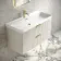 Cadiz Fluted Linen White Wall Hung Basin Drawer Vanity 1000mm - Brushed Brass Accents