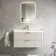 Cadiz Fluted Linen White Wall Hung Basin Drawer Vanity 1000mm - Brushed Brass Accents
