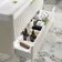 Cadiz Fluted Linen White Wall Hung Basin Drawer Vanity 1000mm - Brushed Brass Accents