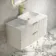 Cadiz Fluted Linen White Wall Hung Drawer Vanity with Marble Top & Marin Basin 1000mm - Brushed Brass Accents
