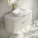 Cadiz Fluted Linen White Wall Hung Drawer Vanity with Marble Top & Reno Basin 1000mm - Brushed Brass Accents